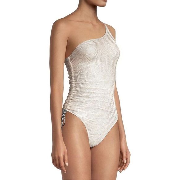 MISSONI Zigzag Knit One-Shoulder Swimsuit - Picture 2 of 11